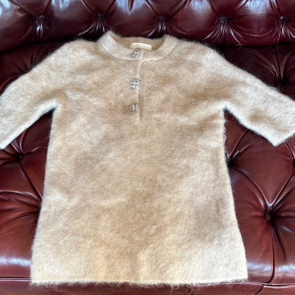 Elegant Beige Sweater with Button Accents